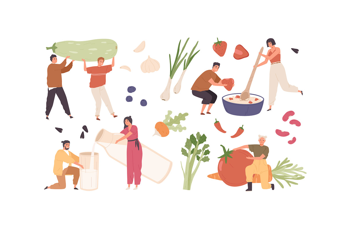 People with farm vegetables set, a Food Illustration by Good Studio (Photo 3 of 3)
