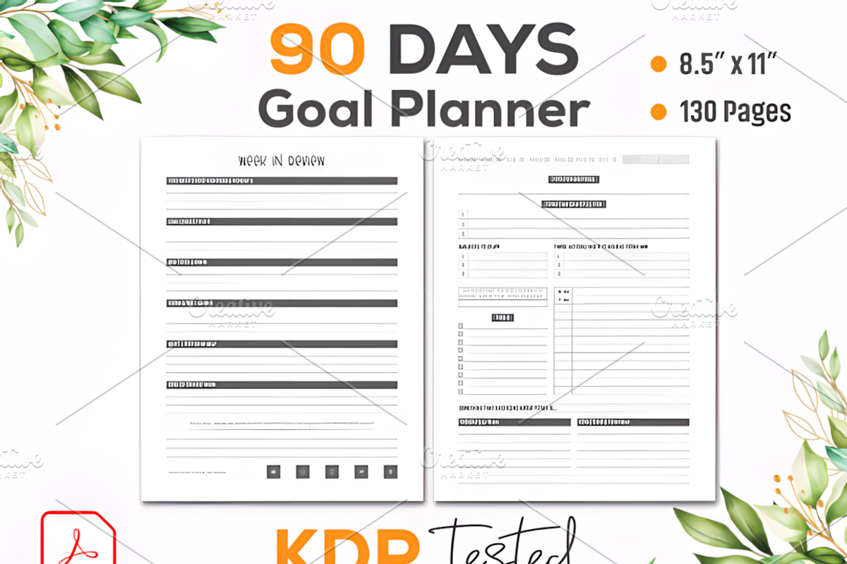 90 Days Goal Planner Journal - KDP, a Design Template by Ink Gallery (Photo 2 of 3)