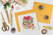 Christmas Books and cute cat clipart, an Animal Illustration by NataKa (Thumbnail 4 of 5)
