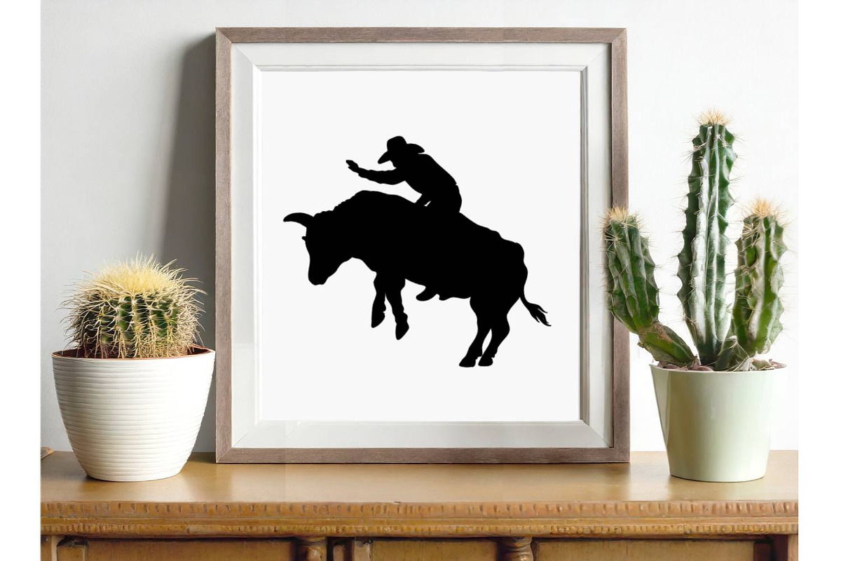 Rodeo cowboy bull silhouette clipart, a Graphic by TanchaArt (Photo 5 of 8)
