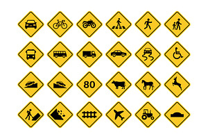 Various Traffic Warning Signs, a Duotone Icon by Saba Vector