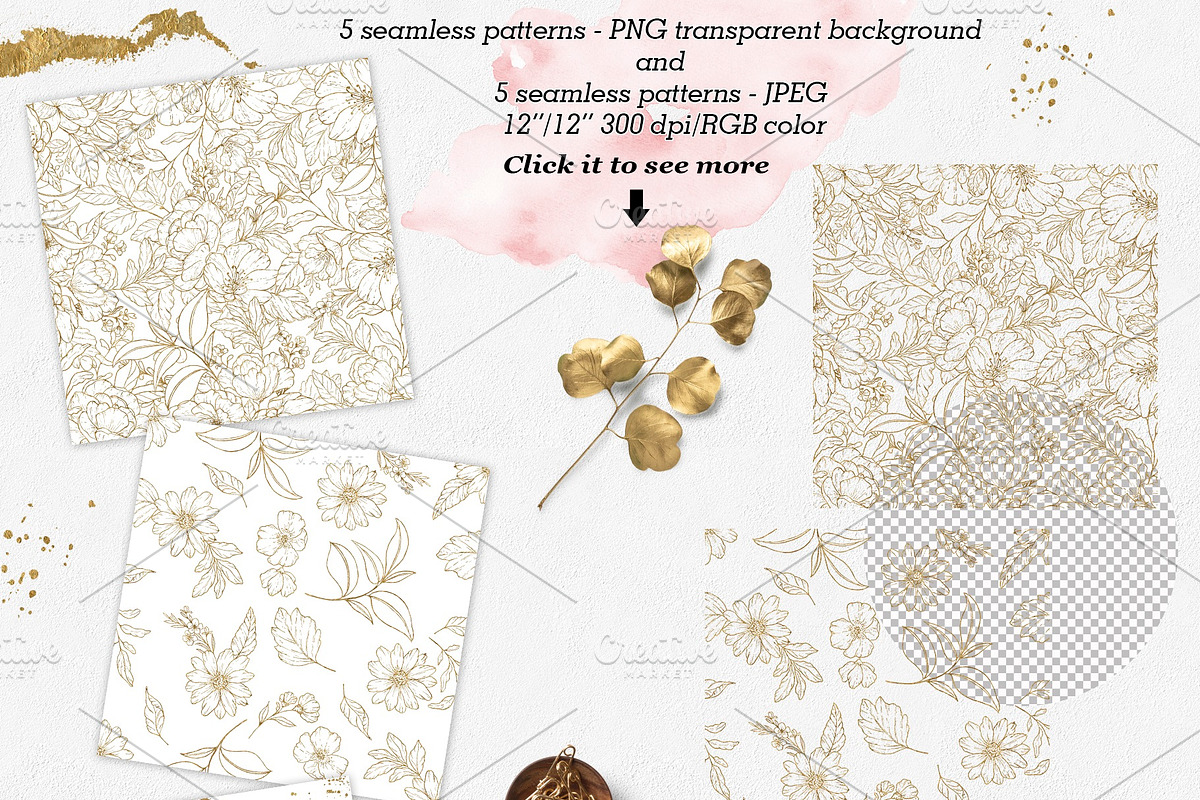 Gold Floral Graphic Collection, an Illustration by Elly Studio (Photo 11 of 14)