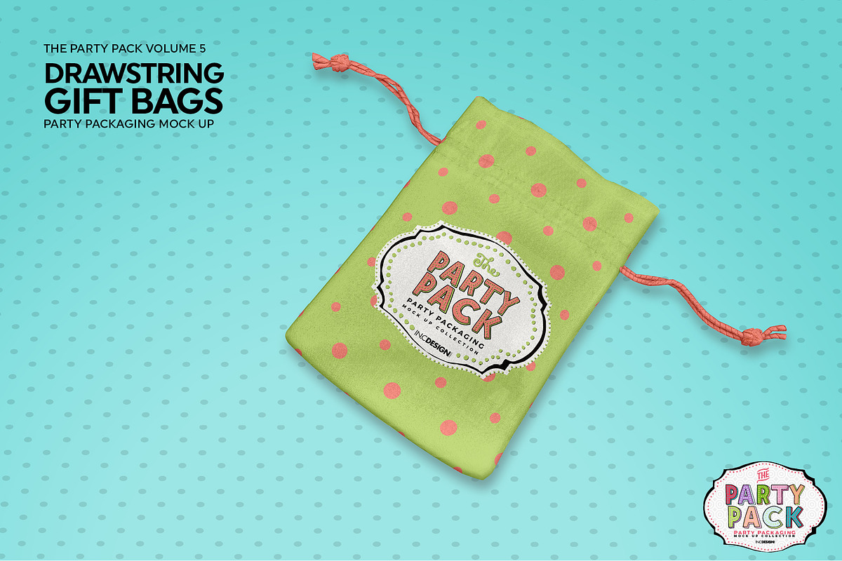 Drawstring GiftBags Packaging Mockup, a Packaging Mockup by INCDesign (Photo 4 of 8)