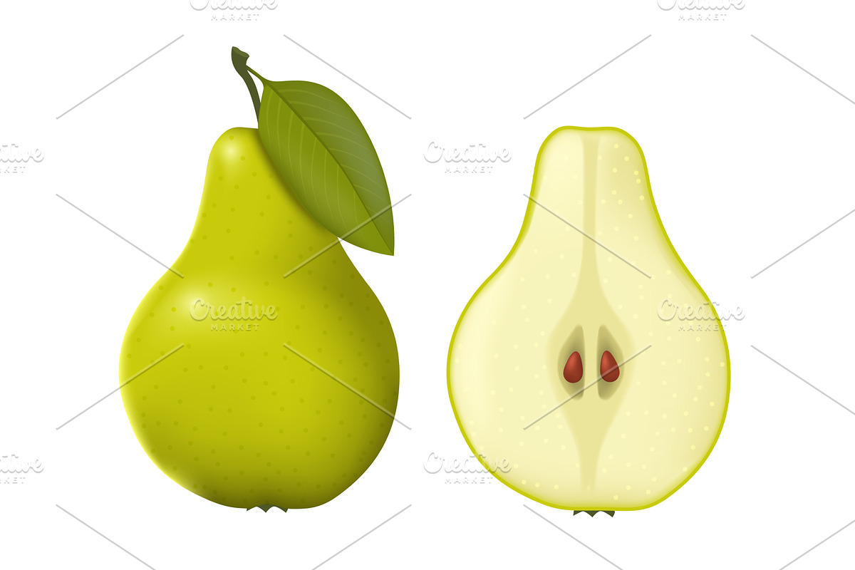 Pear realistic vector illustration, a Food Illustration by Woters ...