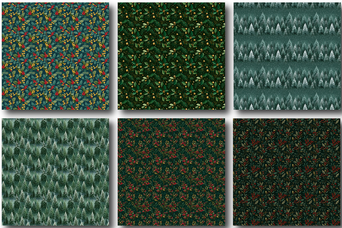 Green Christmas Digital Paper, a Work Illustration by CraftArtStudio (Photo 3 of 4)