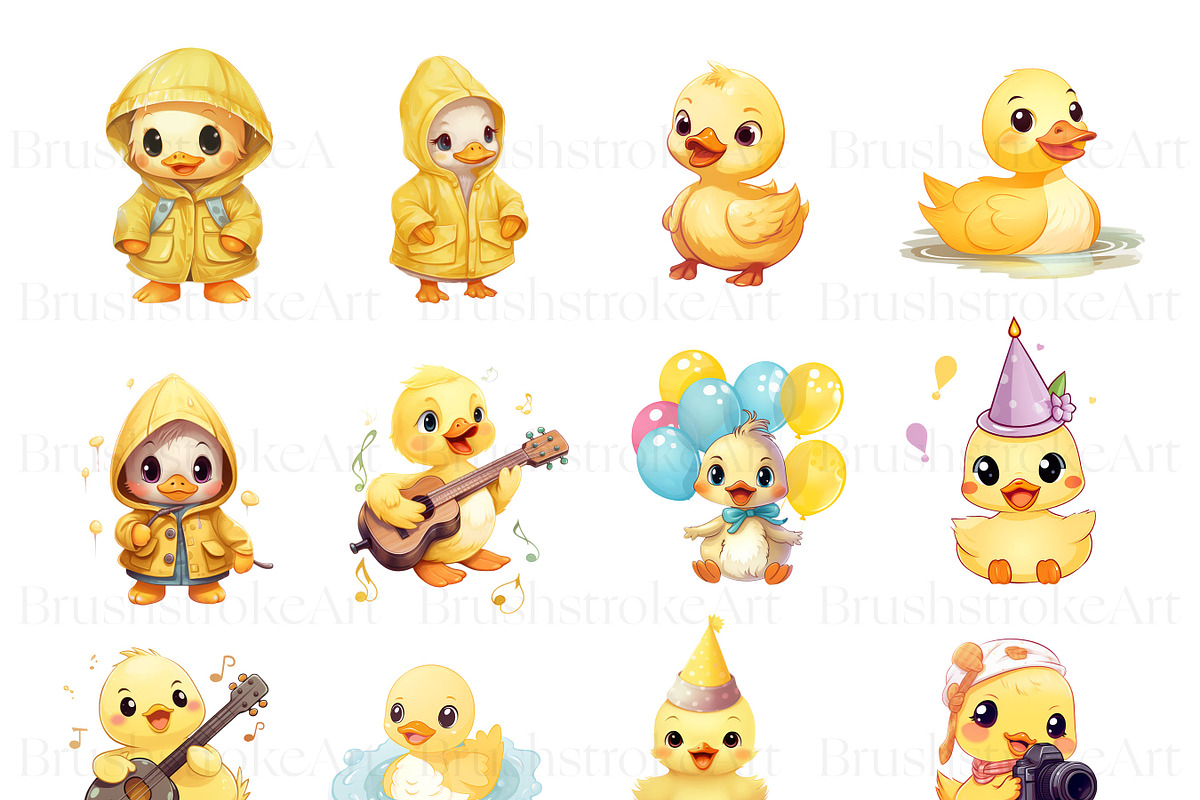 Cute Ducks Clipart, Watercolor Ducks, an Animal Illustration by BrushstrokeArtGB (Photo 5 of 9)