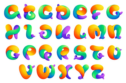 Colorful twisted line alphabet., an Icon by kaer_shop