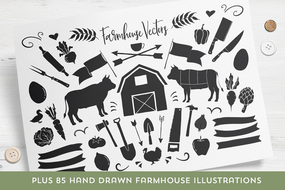 Buttermilk Farmhouse Type & Graphics, a Script Font by Callie Rian & Co. (Photo 9 of 18)