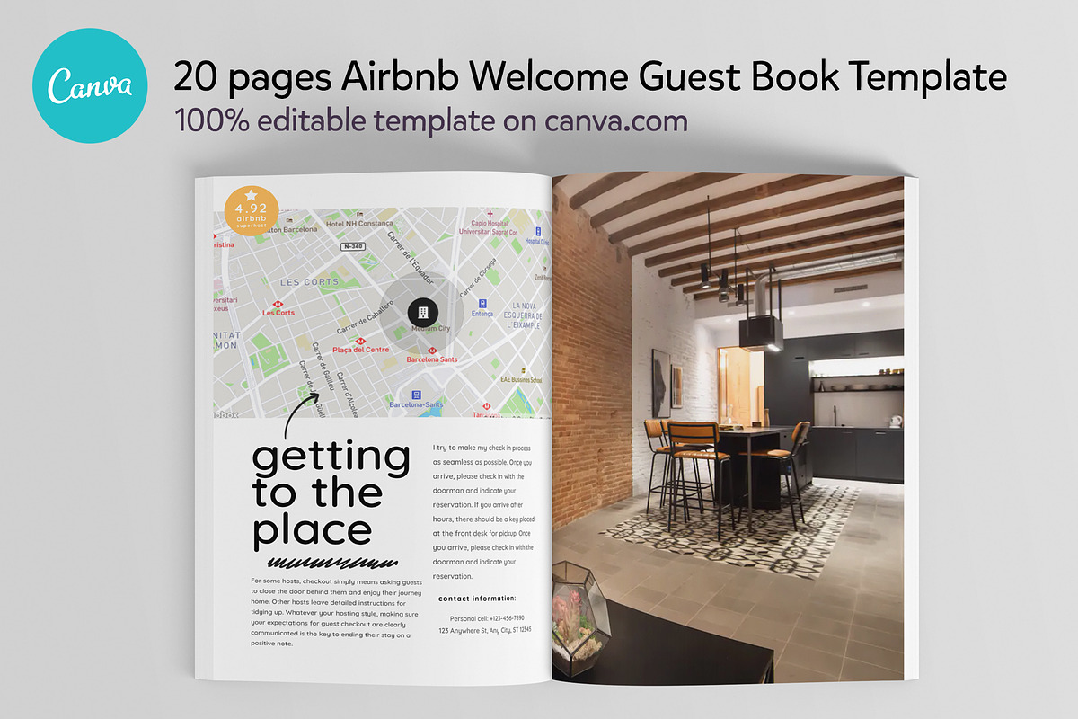 Airbnb Guest Book Canva template, a Templates & Theme by DeLaGranSiete (Photo 3 of 12)