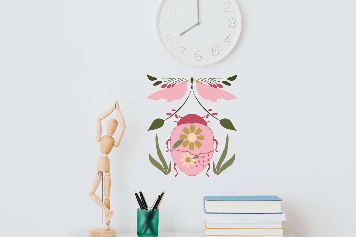 Stencil SVG Beetle and Birds Cricut, a Shape Add-On by Kimbella Buckman Designs (Photo 1 of 3)