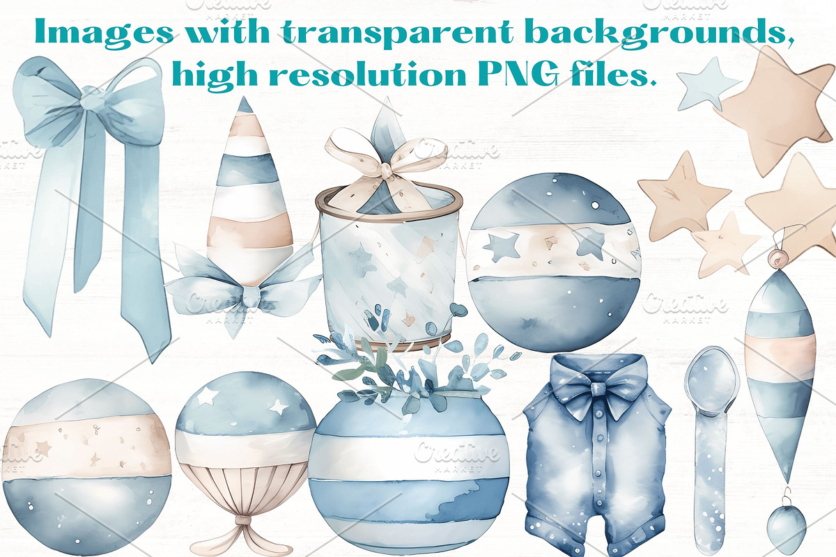 Baby Boy Blue Boho nursery clipart, a Person Illustration by Mermaids Cove (Photo 3 of 10)