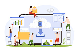 Data cloud storage service, tiny, a Technology Illustration by Flashvector