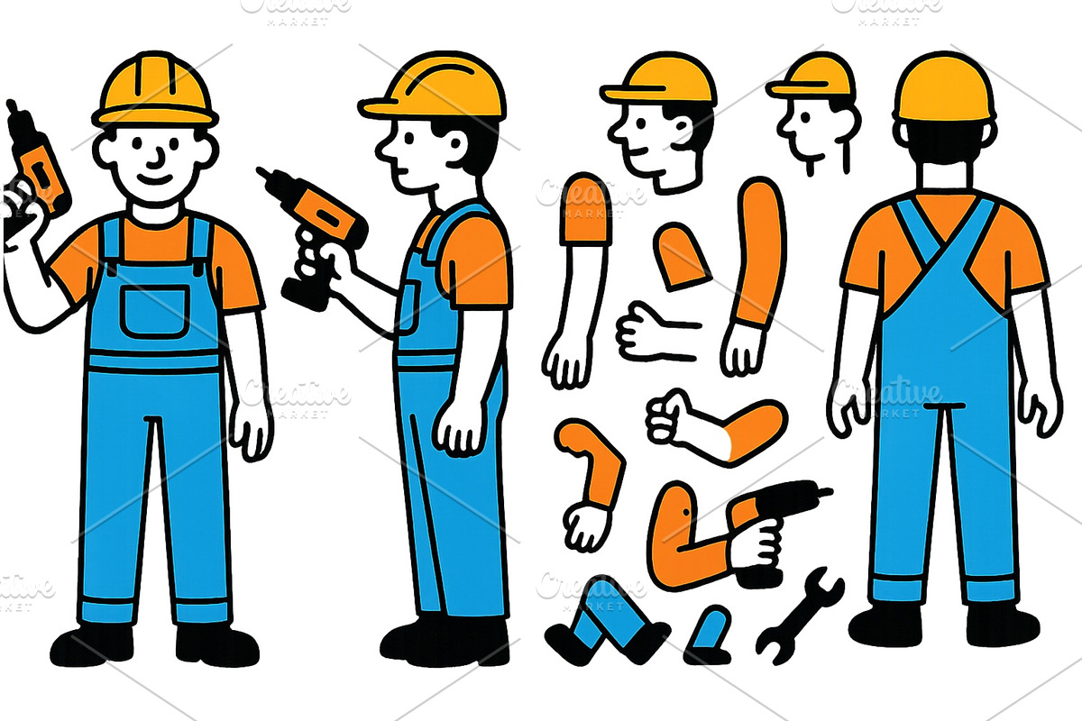 Construction worker character in, an Illustration by ZinetroN