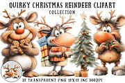 Quirky Christmas Reindeer Clipart, an Illustration by OK Design (Thumbnail 1 of 7)