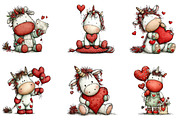 Whimsical Valentine Unicorn Clipart, an Illustration by Dream Creation (Thumbnail 3 of 6)