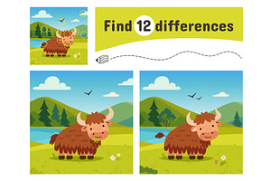 Find differences game. Children, an Education Illustration by Valerie Bodnar