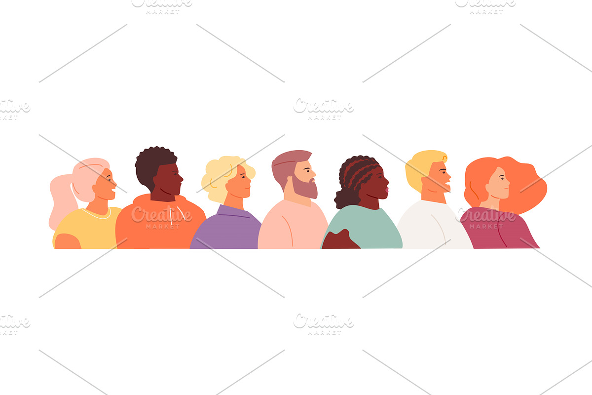 Various young people in profile, a Person Illustration by artbesouro