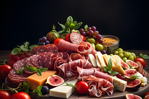 Plate with meat on table, a Food & Drink Photo by S Graphic Studio