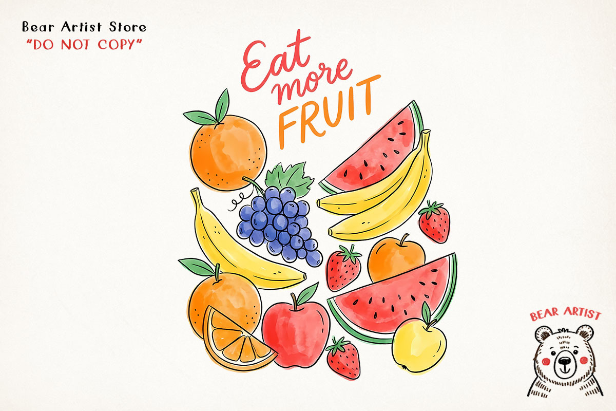 Summer Fruits, Hand-drawn PNG Bundle, an Object Graphic by GlitterCraft (Photo 3 of 41)