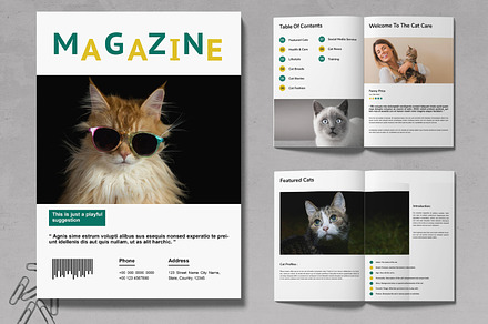 Cat Magazine Layout, a Magazine Template by MightyDesign