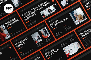 Black Orange Modern Pitch Deck PPT, a Presentation Template by graphicook
