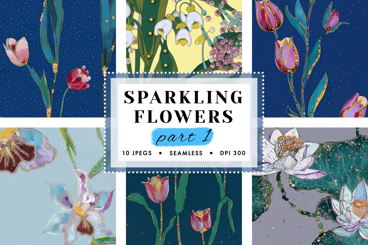 Sparkling Floral Patterns, a Pattern Graphic by Ninterints (Photo 1 of 17)