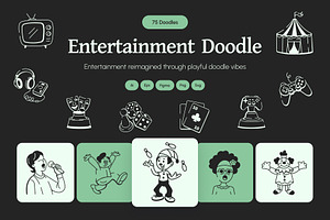 Entertainment Doodle Icon Set, an Outline Icon by Vectors Market