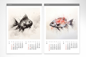 Fish Illustrations 2024 Calendar