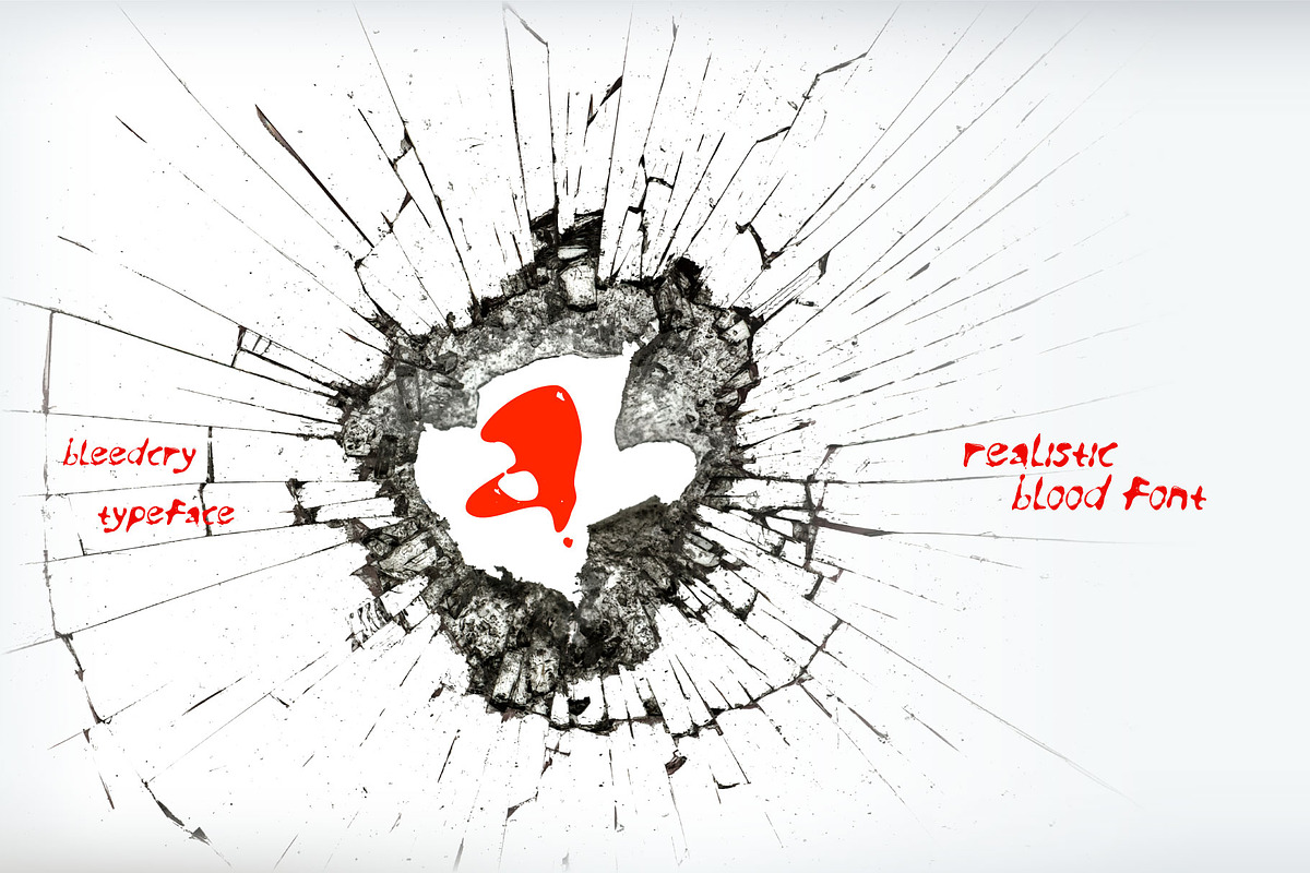 Bleedcry Typeface - Realistic Blood, a Handwritten Font by Drizy (Photo 2 of 9)
