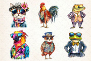 Funky Dressed-Up Animals Clipart, an Illustration by Dream Creation (Thumbnail 6 of 6)