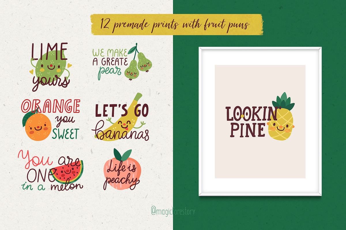 Friut party. Graphic collection, a Decorative Illustration by MagicForestory (Photo 8 of 9)