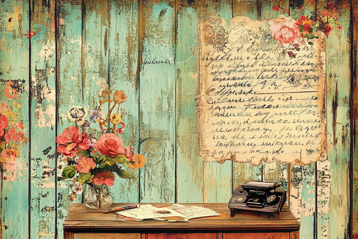 Vintage Musical Wooden Junk Page, a Background Graphic by Printable Treasure (Photo 7 of 7)