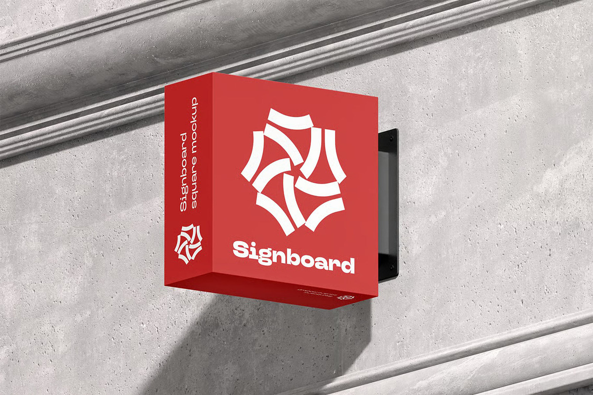 Signboard Square Mock-up, an Advertising Mockup by zippypixelstudio (Photo 7 of 15)
