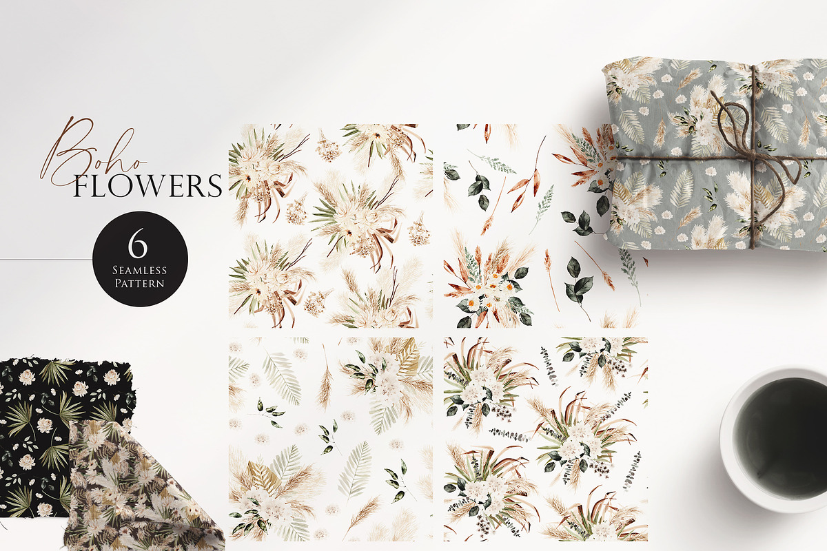 Watercolor flower - Boho leaves Set, an Illustration by Beigetime (Photo 7 of 9)