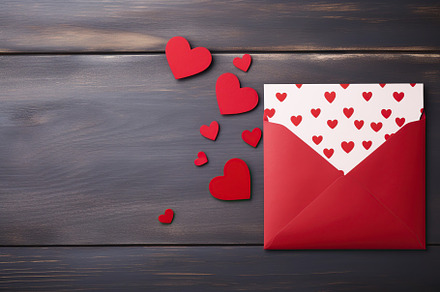 Decorative paper hearts and envelope. Valentines day, a Holiday Photo by AlyaAnd