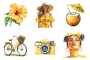Watercolor Summer Vibe Clipart, an Illustration by SinaCreation (Thumbnail 2 of 5)