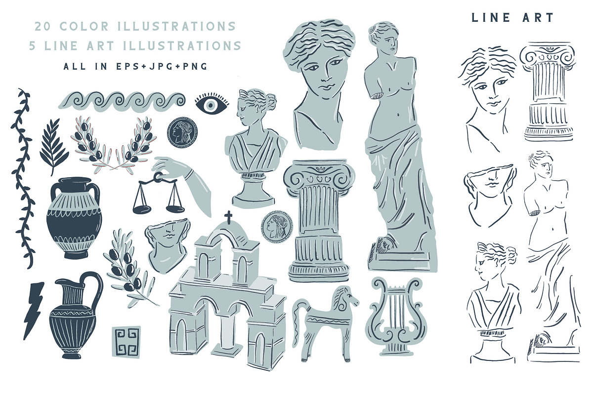 Greek Aesthetic Goddess Clip Art, an Illustration by Putnam Road Art (Photo 2 of 4)
