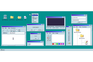 Retro empty window. Old windows 95, a Technology Illustration by Stock-Smart-Start