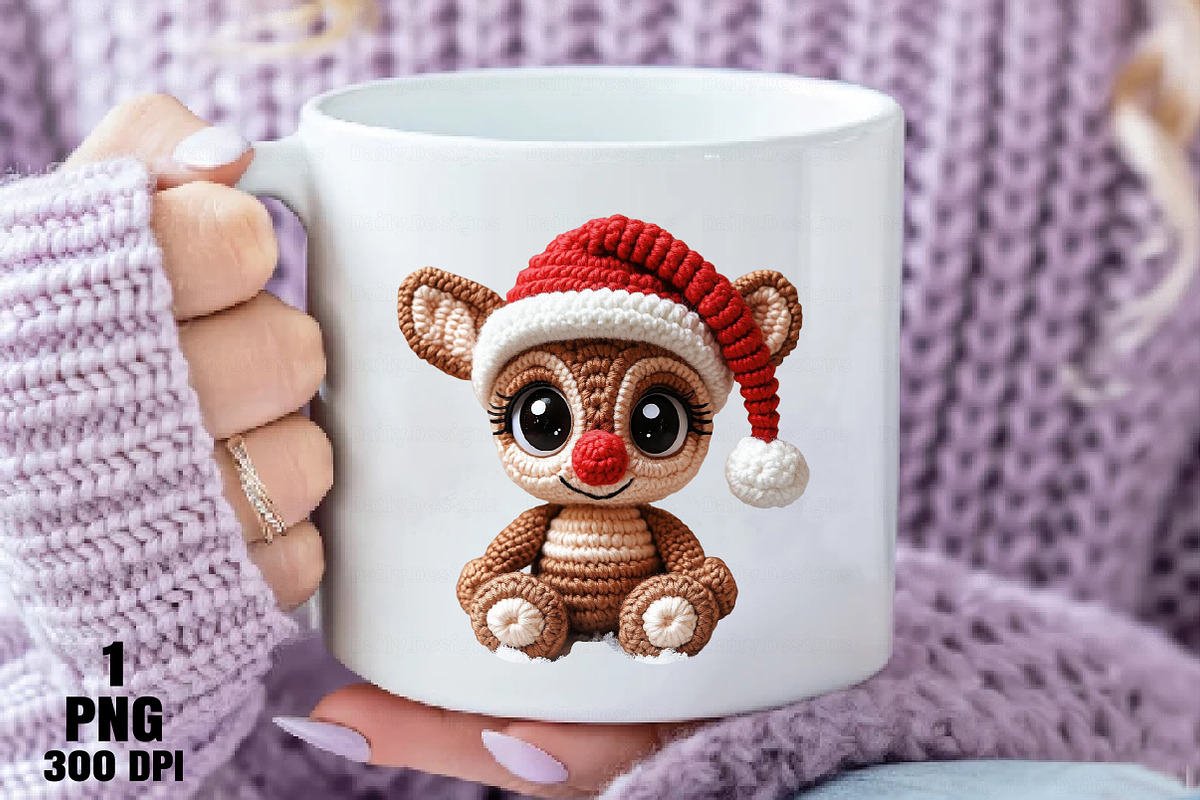 Yarn Crochet Christmas Reindeer PNG, an Illustration by Daily.Designs (Photo 5 of 10)