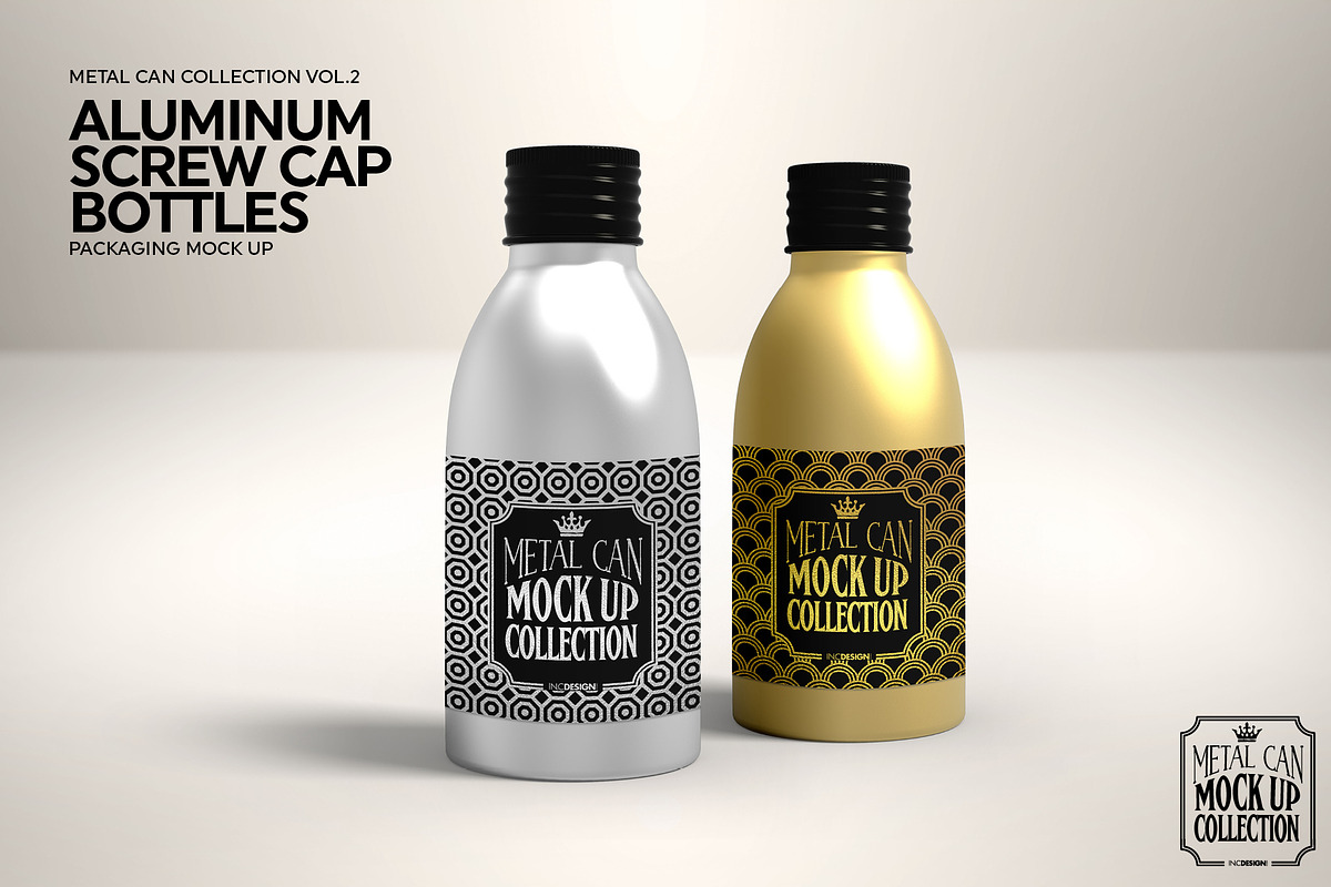 Aluminum Screw Cap Bottle Mockup, a Cups & Container Mockup by INCDesign (Photo 6 of 9)