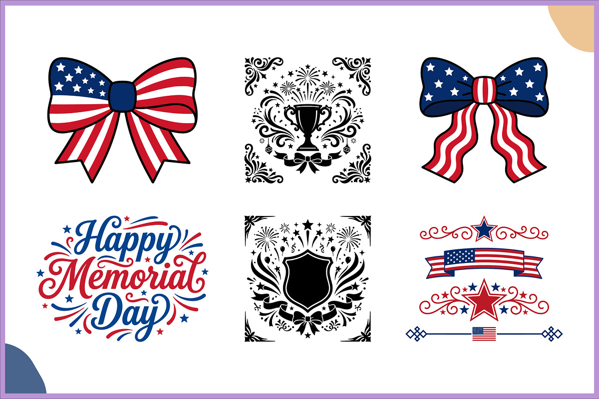 USA Memorial Day Clipart SVG Set, a Decorative Illustration by Gfx Expert Team (Photo 3 of 3)
