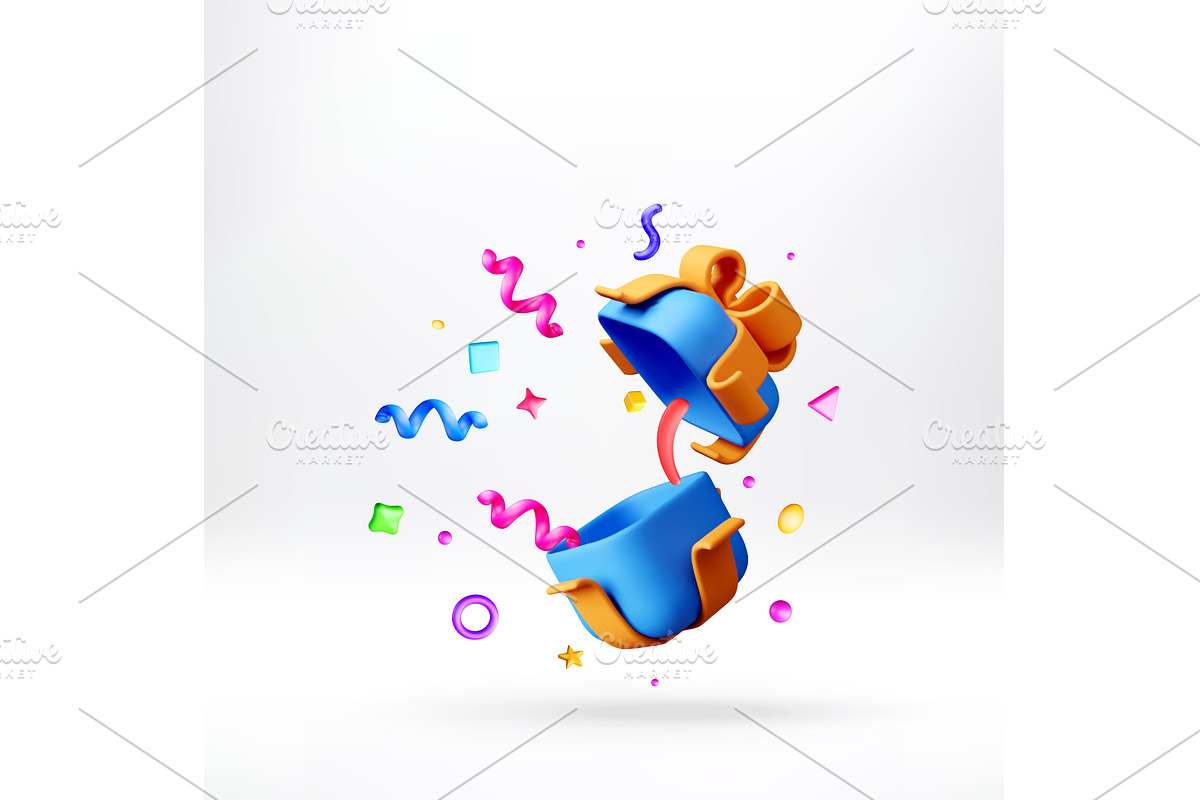 3D Open gift box with floating, an Object Illustration by Abscent