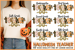 Halloween Teacher PNG Sublimation, a Seasonal Illustration by LemonDesign