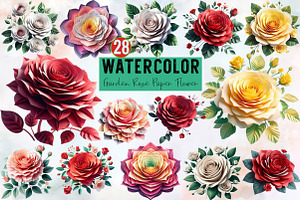 Garden Rose Paper Flower Sublimatio, an Illustration by SVGArt