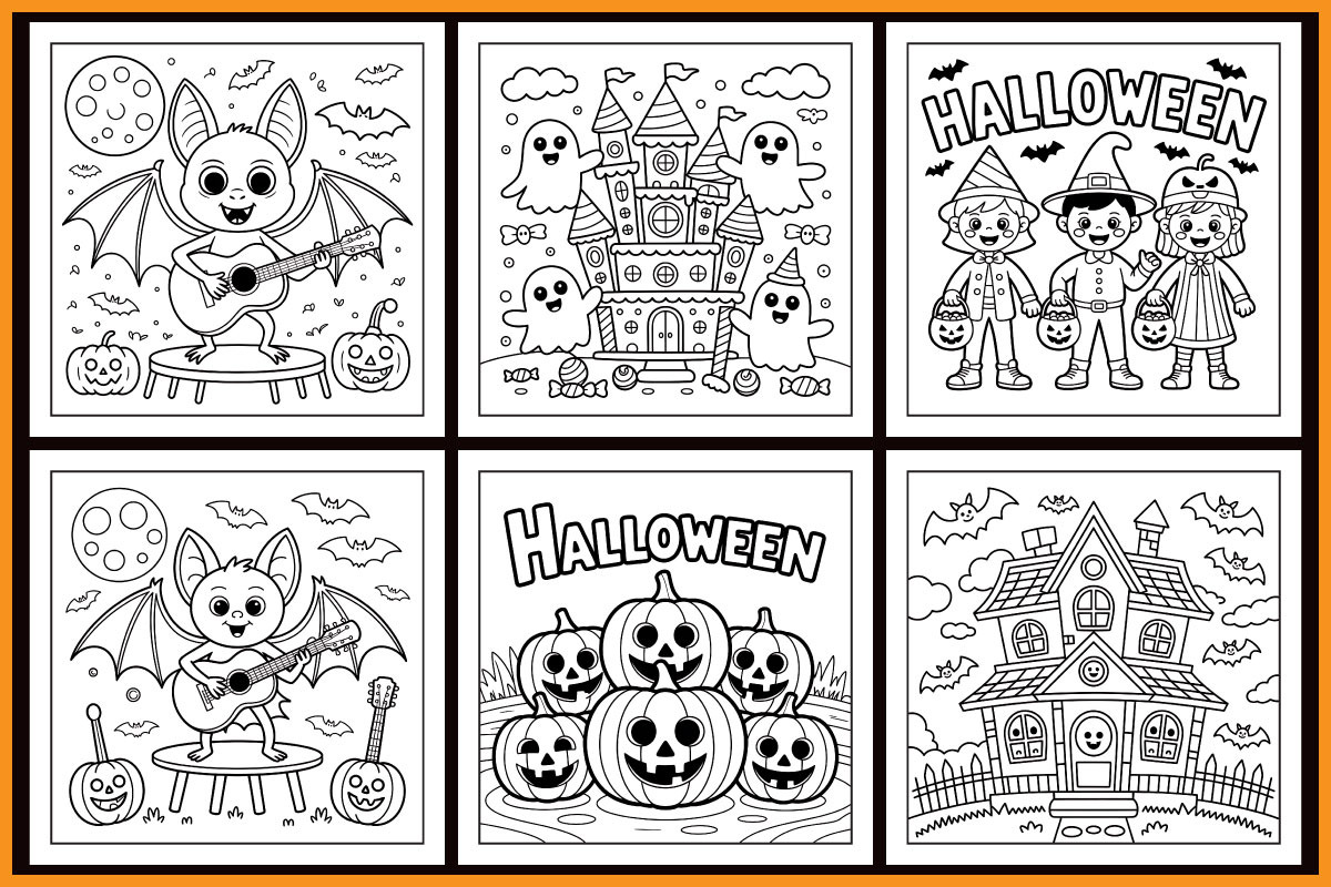 Halloween Bold & Easy Coloring Book, a Seasonal Illustration by protabsorkar11 (Photo 4 of 4)