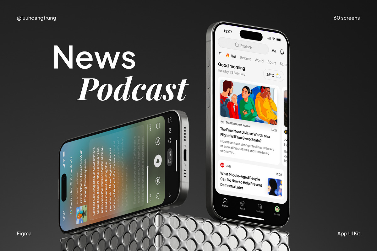 News Podcast App UI Kit, an App Template by Trung (Photo 1 of 10)