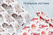 Seafood watercolor clipart, a Food Illustration by Eva Kleinman (Thumbnail 10 of 13)