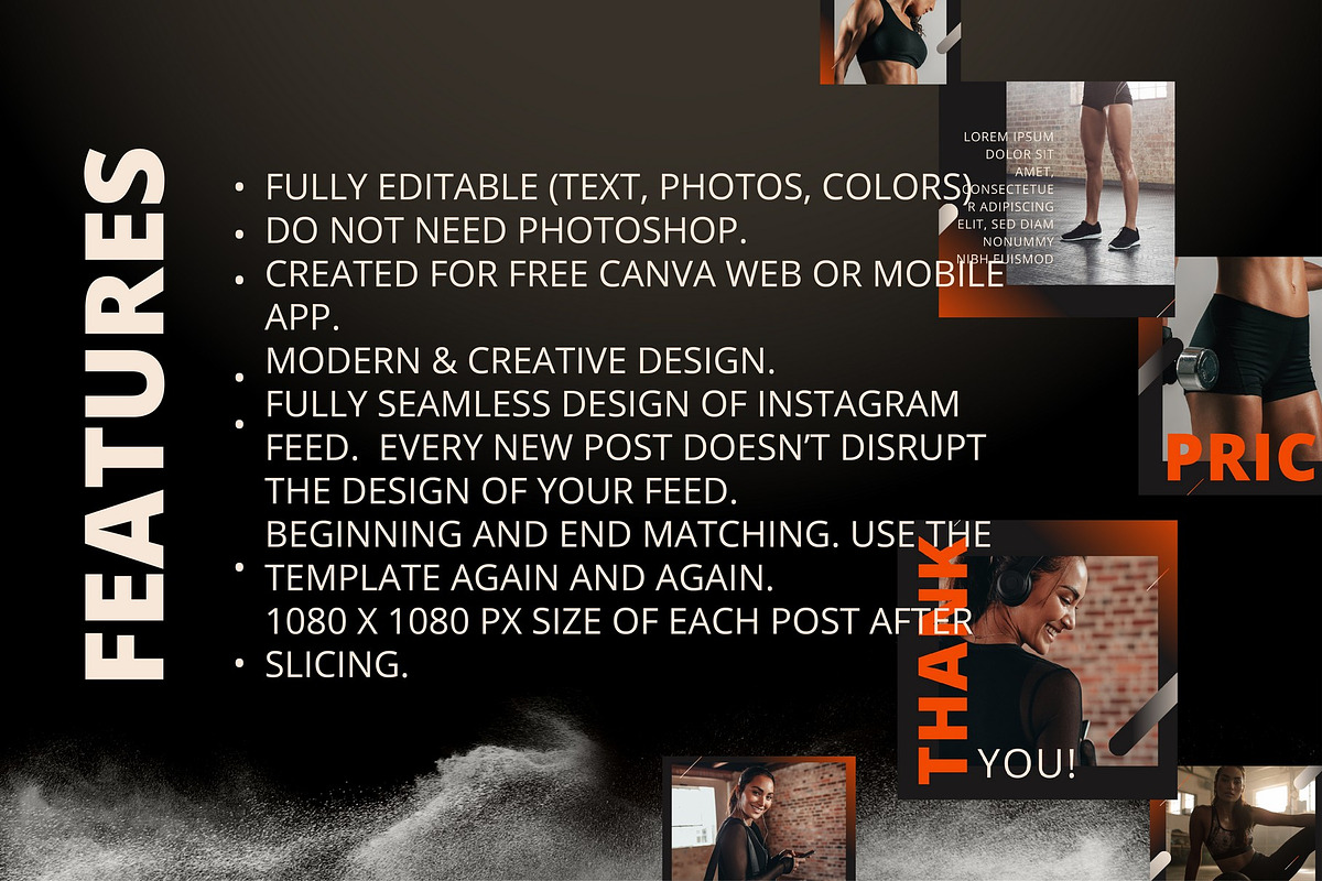 Fitness instagram puzzle template, a Social Media Template by Handy Template (Photo 4 of 8)