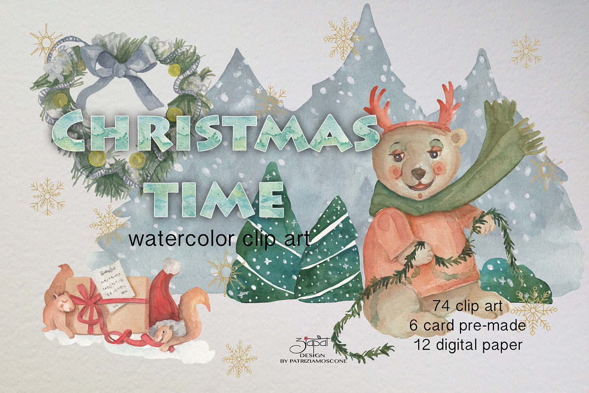 Christmas time clip art, an Illustration by patriziamoscone (Photo 1 of 8)
