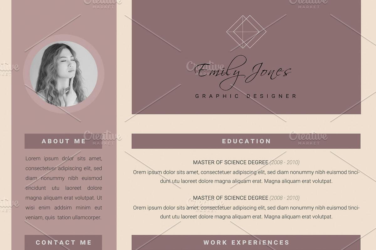 Color Simple CV-Resume Template *C, a Resume Template by Showy68 Template